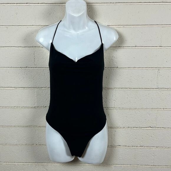 Abercrombie & Fitch Black Soft A&F Drapey Bodysuit size S - Picture 1 of 8